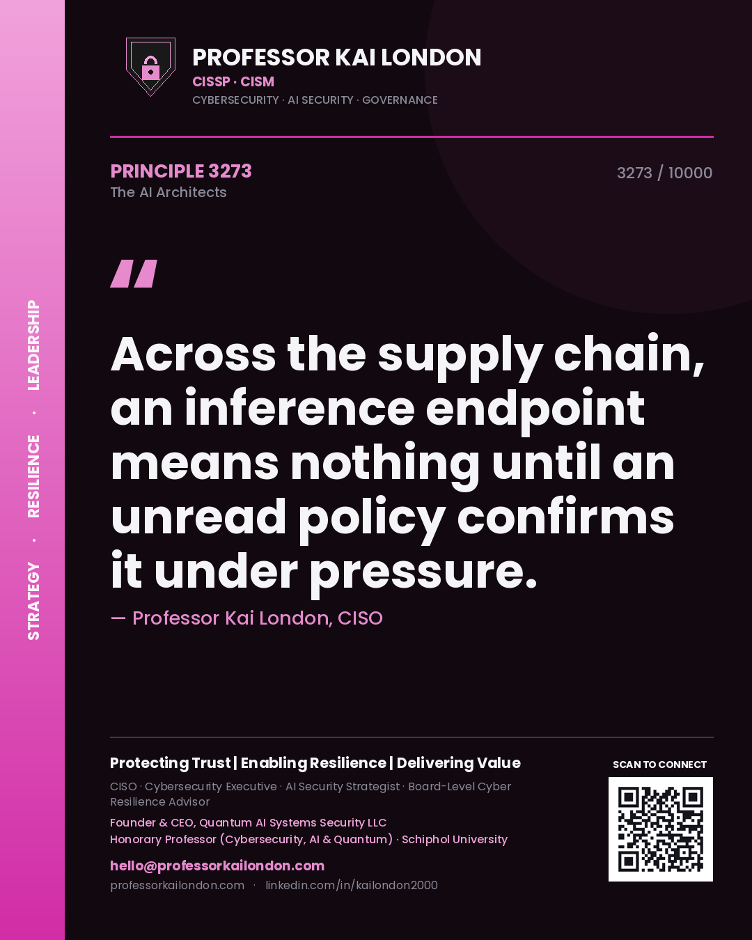 Professor Kai London principle 3273: Across the supply chain, an inference endpoint means nothing until an unread policy confirms it under pressure.