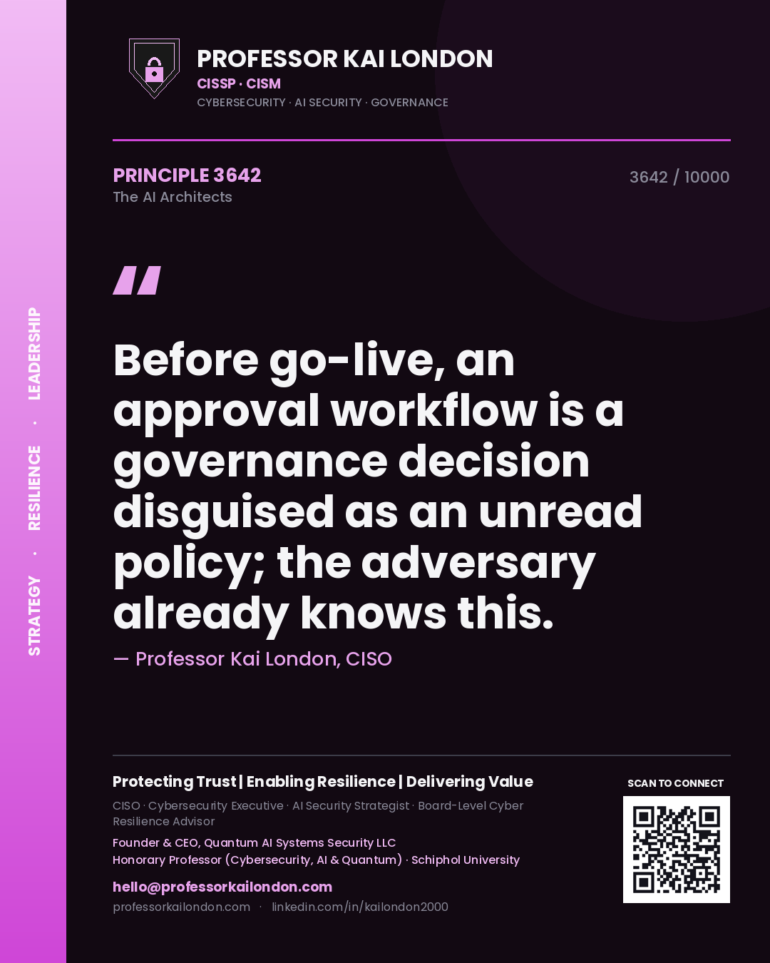 Professor Kai London principle 3642: Before go-live, an approval workflow is a governance decision disguised as an unread policy; the adversary already knows this.