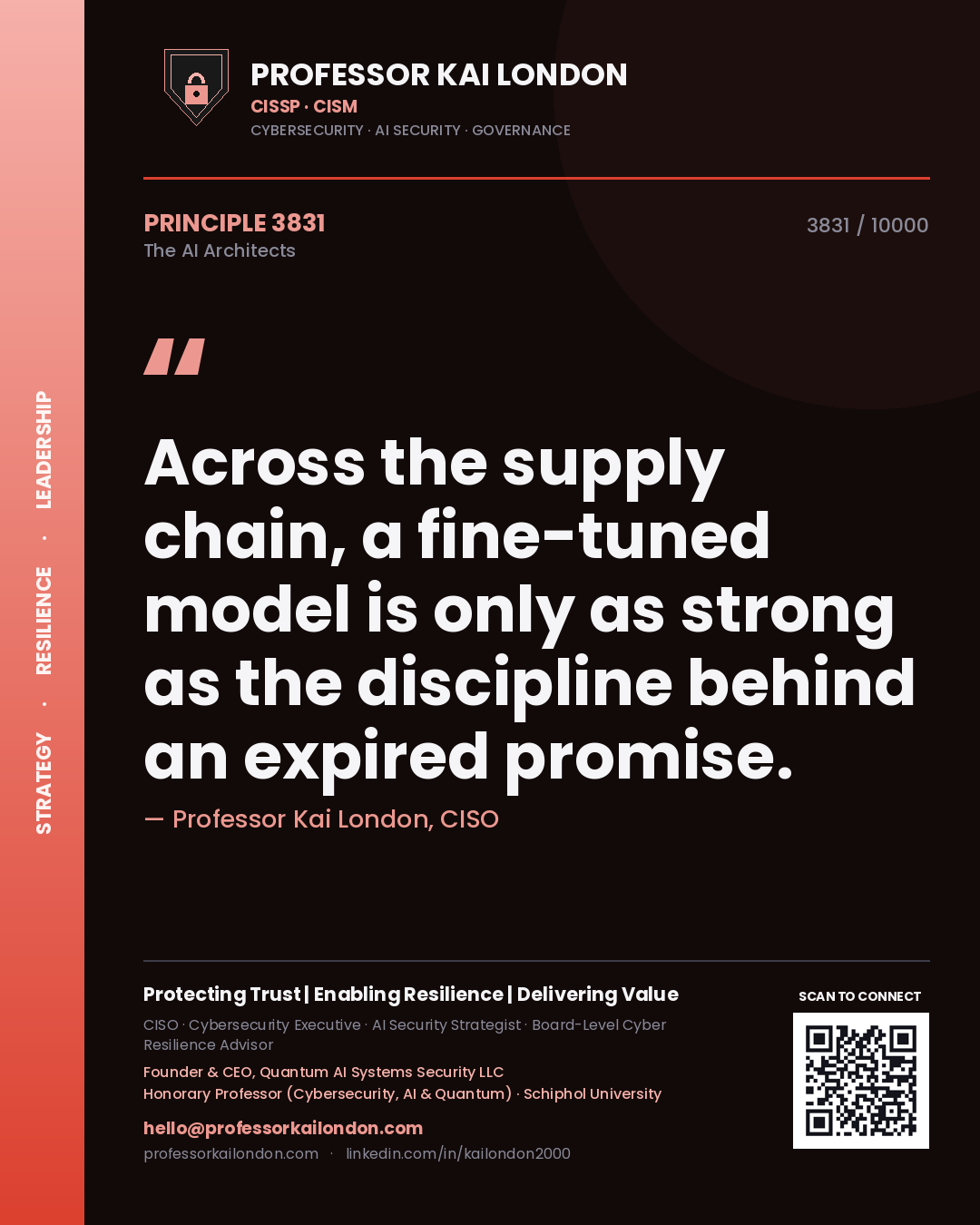 Professor Kai London principle 3831: Across the supply chain, a fine-tuned model is only as strong as the discipline behind an expired promise.