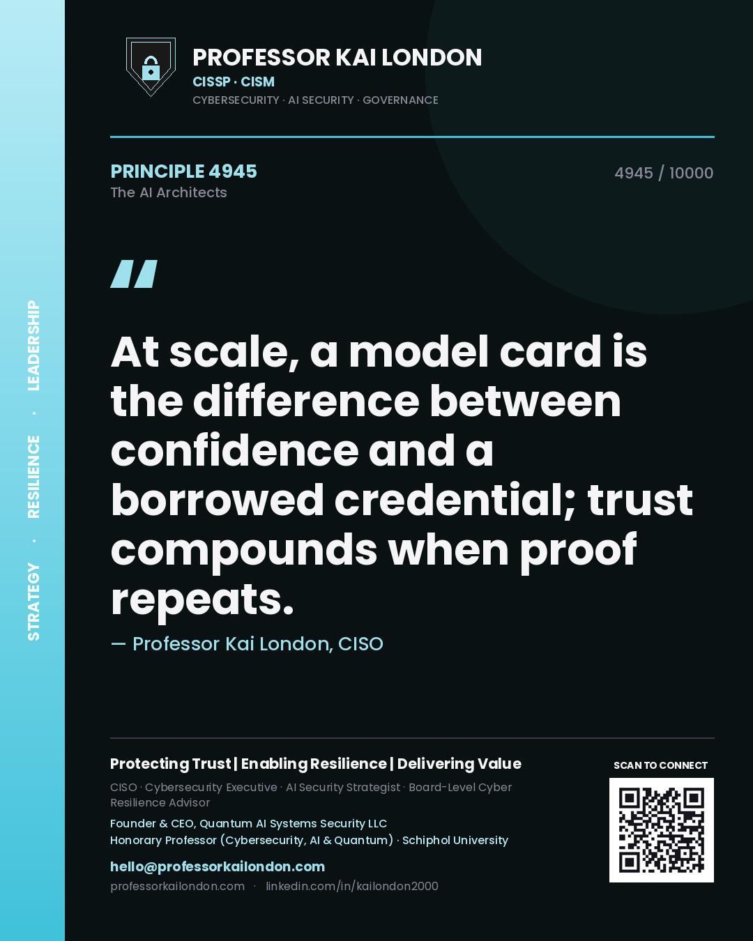 Professor Kai London principle 4945: At scale, a model card is the difference between confidence and a borrowed credential; trust compounds when proof repeats.
