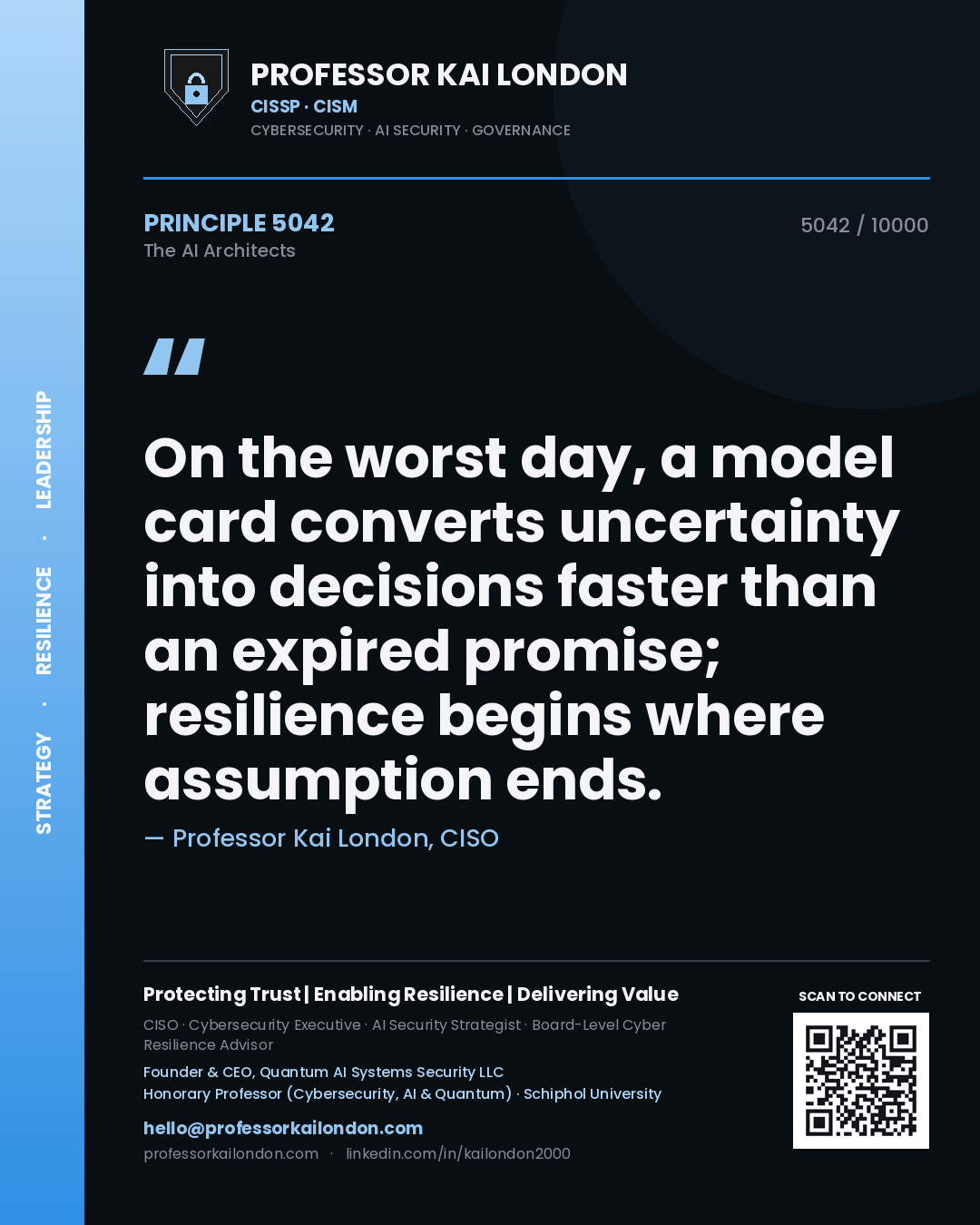 Professor Kai London principle 5042: On the worst day, a model card converts uncertainty into decisions faster than an expired promise; resilience begins where assumption ends.