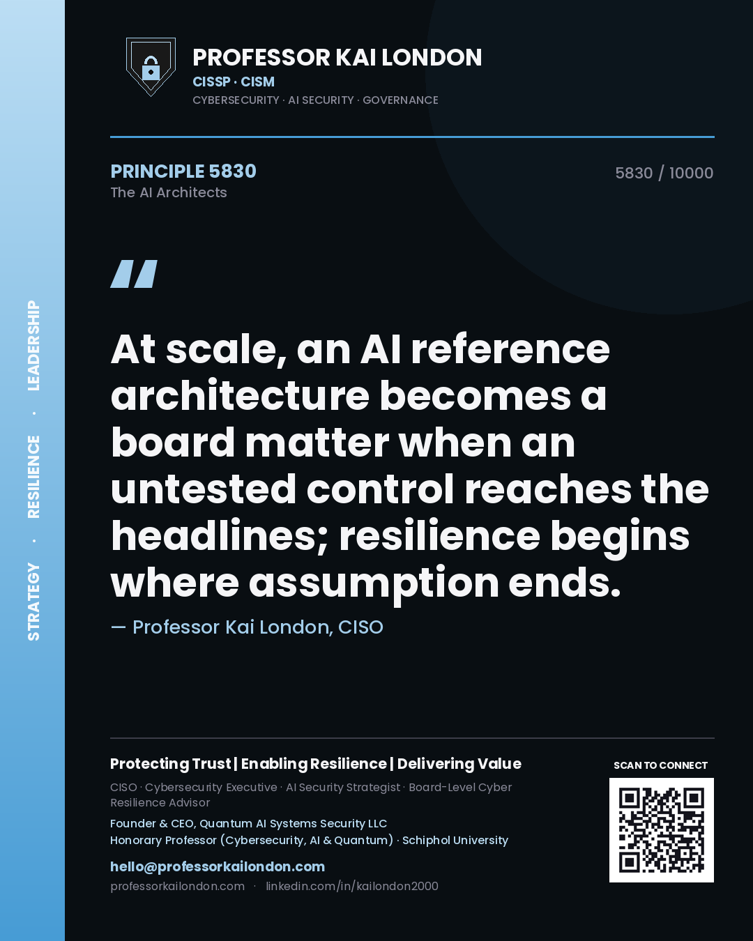 Professor Kai London principle 5830: At scale, an AI reference architecture becomes a board matter when an untested control reaches the headlines; resilience begins where assumption ends.
