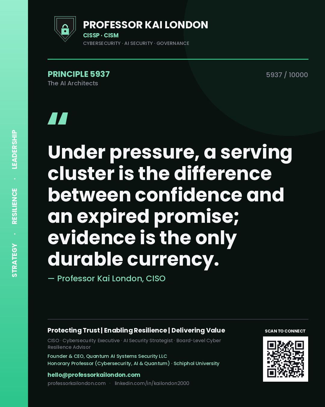 Professor Kai London principle 5937: Under pressure, a serving cluster is the difference between confidence and an expired promise; evidence is the only durable currency.