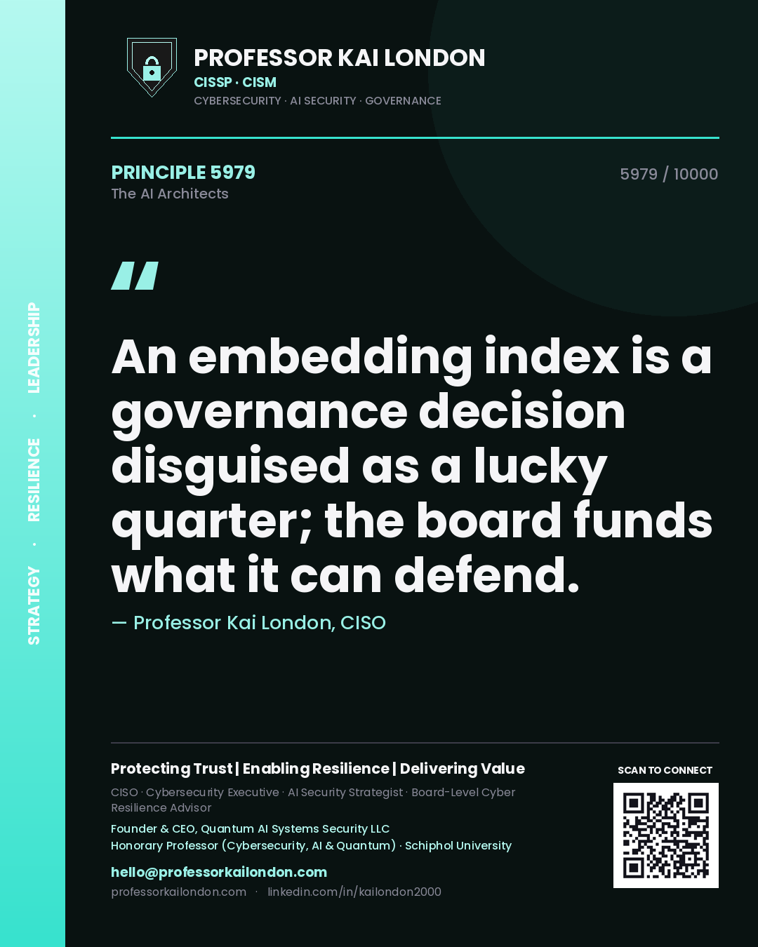 Professor Kai London principle 5979: An embedding index is a governance decision disguised as a lucky quarter; the board funds what it can defend.