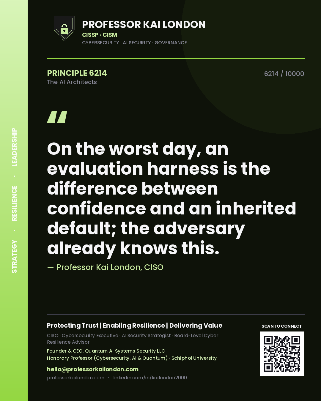 Professor Kai London principle 6214: On the worst day, an evaluation harness is the difference between confidence and an inherited default; the adversary already knows this.