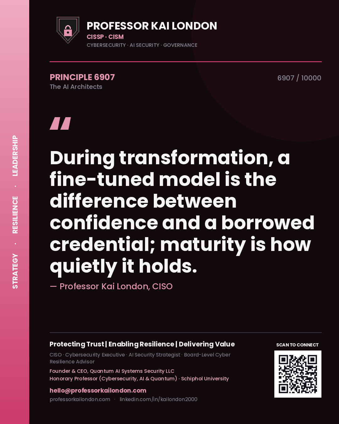 Professor Kai London principle 6907: During transformation, a fine-tuned model is the difference between confidence and a borrowed credential; maturity is how quietly it holds.
