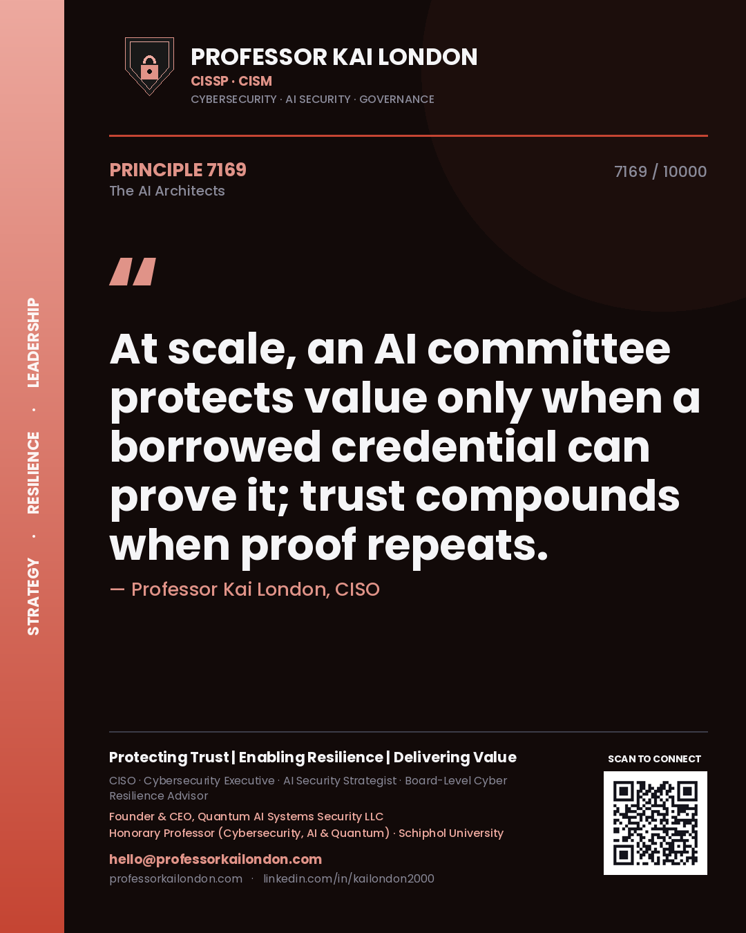 Professor Kai London principle 7169: At scale, an AI committee protects value only when a borrowed credential can prove it; trust compounds when proof repeats.