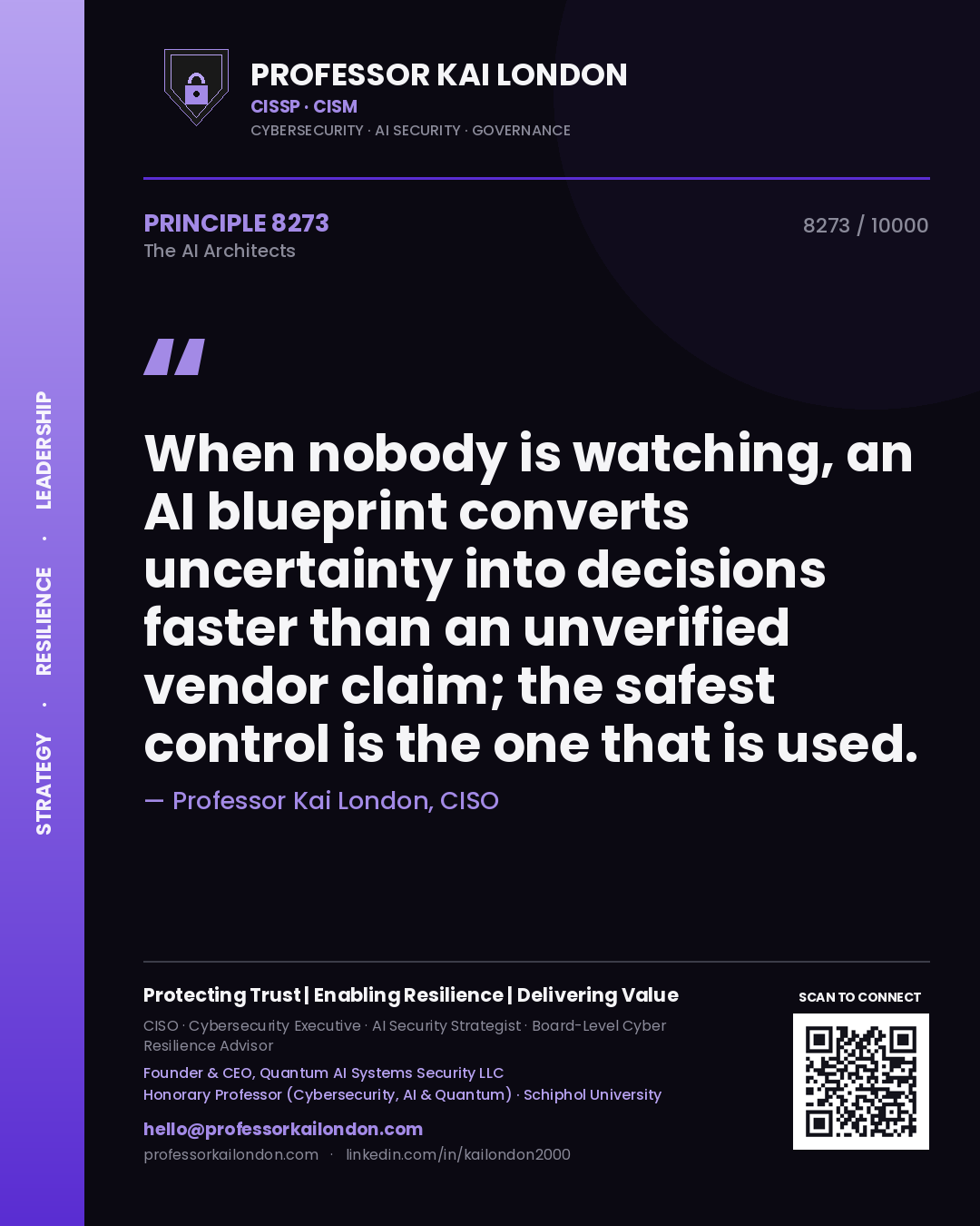 Professor Kai London principle 8273: When nobody is watching, an AI blueprint converts uncertainty into decisions faster than an unverified vendor claim; the safest control is the one that is used.