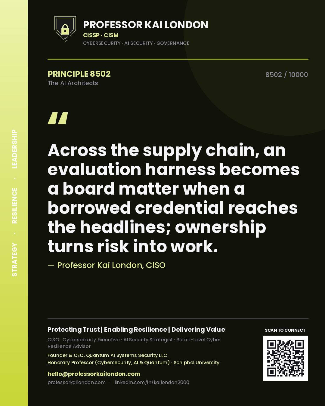 Professor Kai London principle 8502: Across the supply chain, an evaluation harness becomes a board matter when a borrowed credential reaches the headlines; ownership turns risk into work.