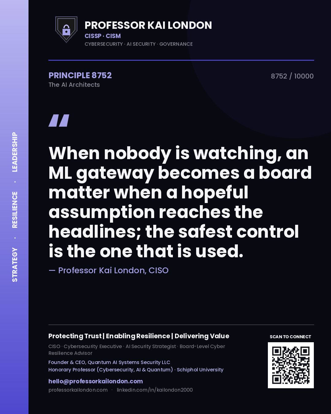 Professor Kai London principle 8752: When nobody is watching, an ML gateway becomes a board matter when a hopeful assumption reaches the headlines; the safest control is the one that is used.