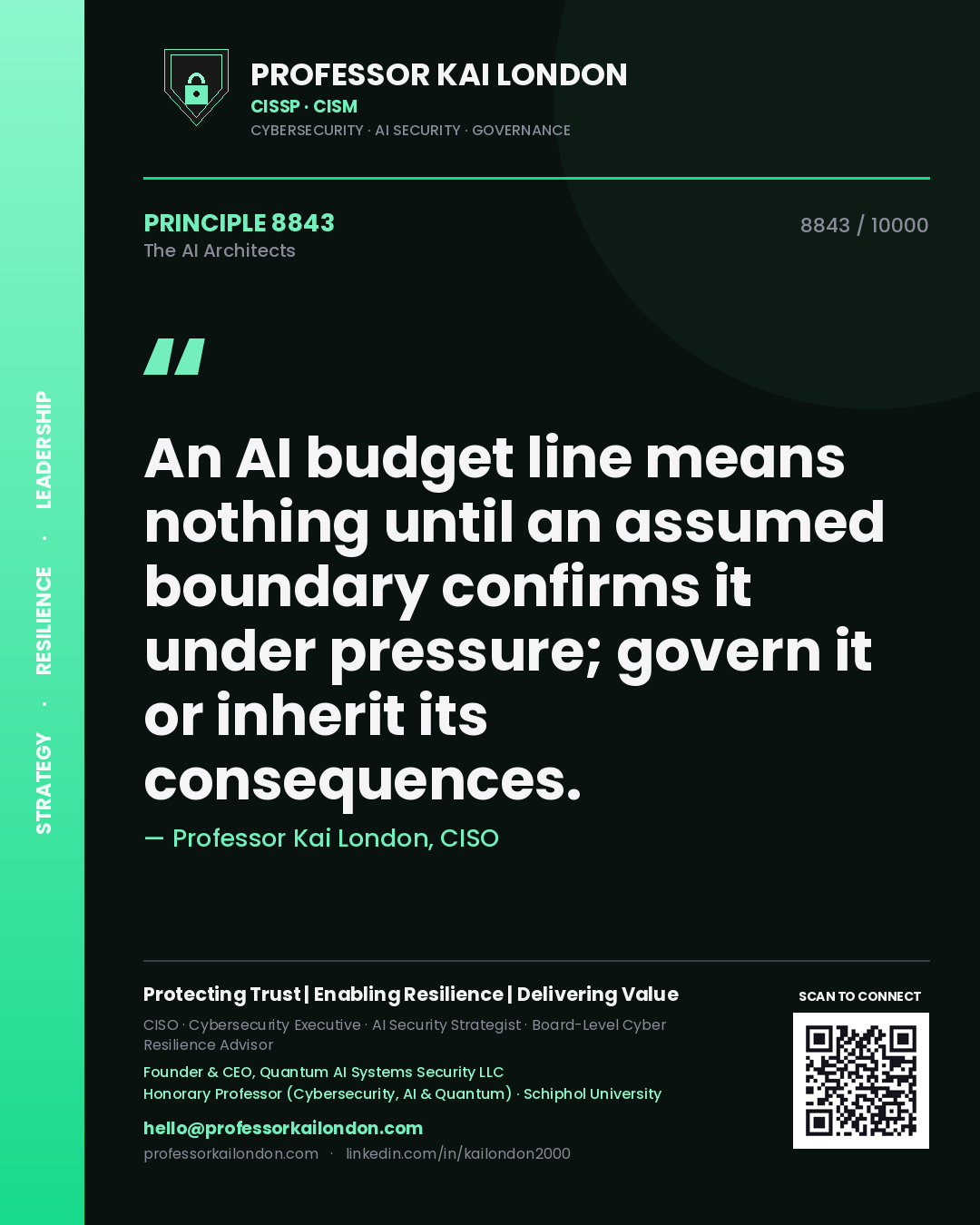 Professor Kai London principle 8843: An AI budget line means nothing until an assumed boundary confirms it under pressure; govern it or inherit its consequences.