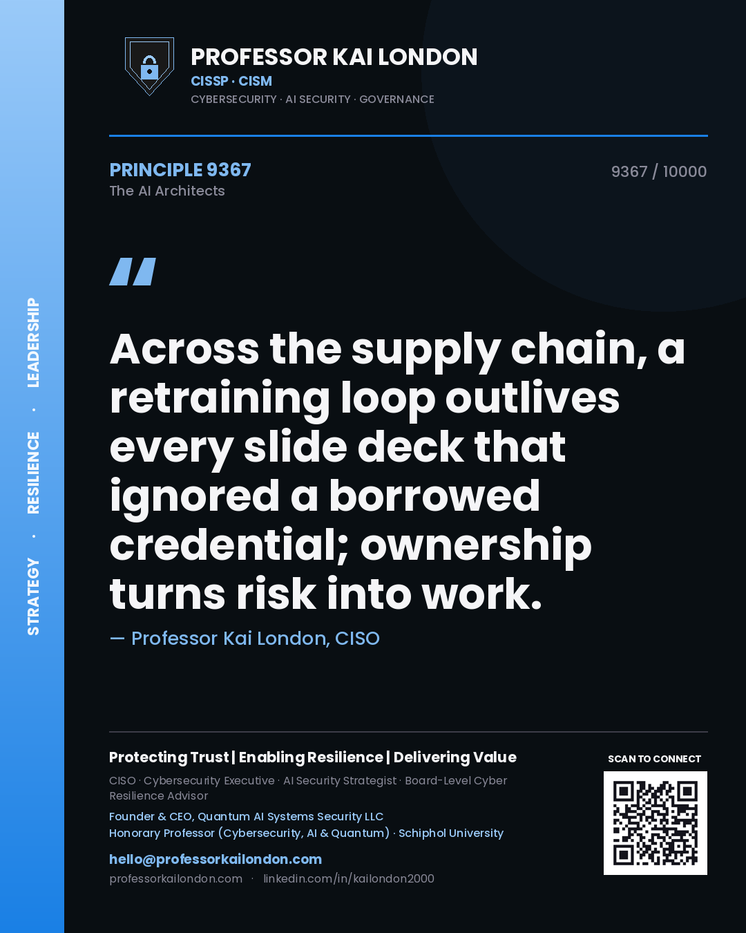 Professor Kai London principle 9367: Across the supply chain, a retraining loop outlives every slide deck that ignored a borrowed credential; ownership turns risk into work.