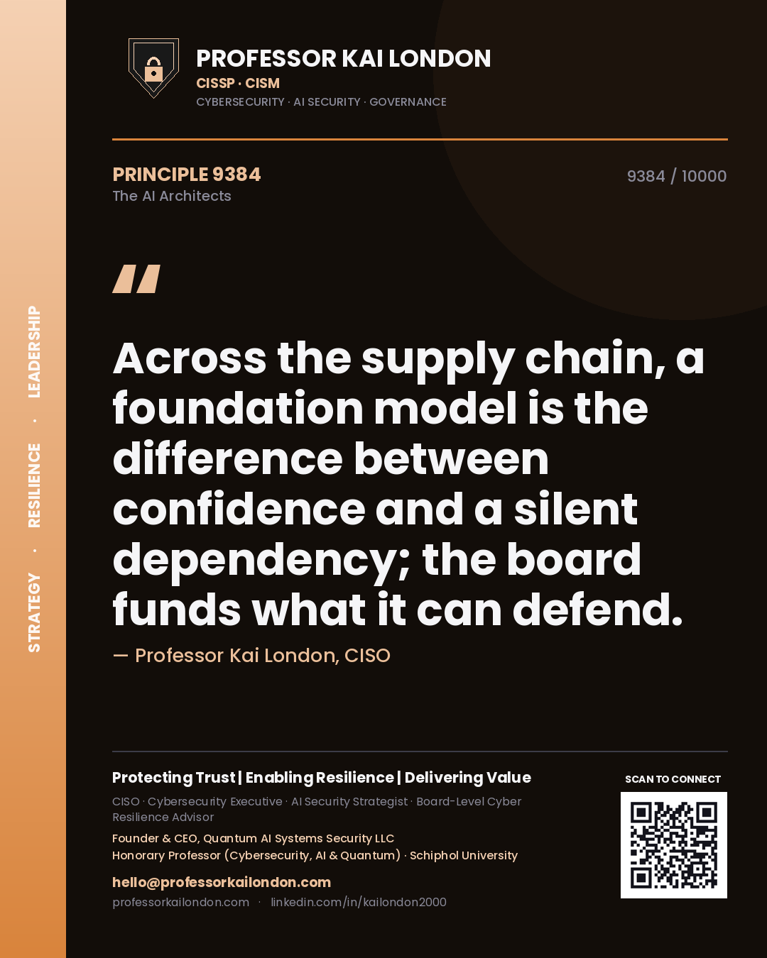 Professor Kai London principle 9384: Across the supply chain, a foundation model is the difference between confidence and a silent dependency; the board funds what it can defend.