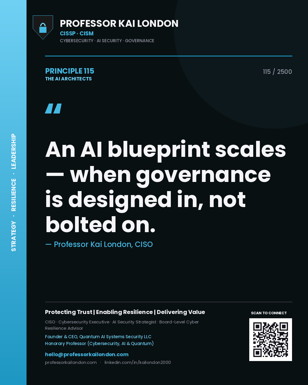 Professor Kai London principle 115: An AI blueprint scales — when governance is designed in, not bolted on.