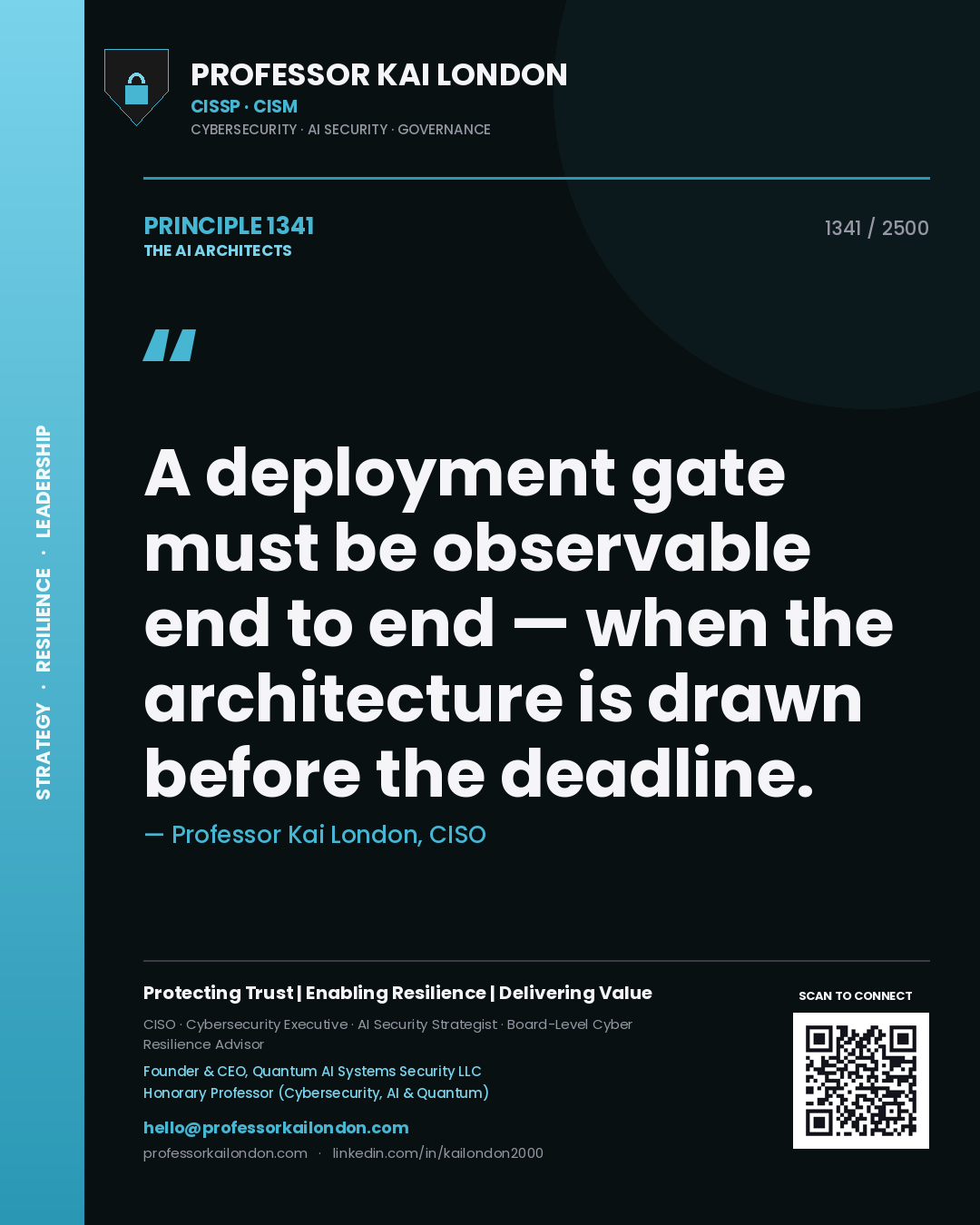 Professor Kai London principle 1341: A deployment gate must be observable end to end — when the architecture is drawn before the deadline.