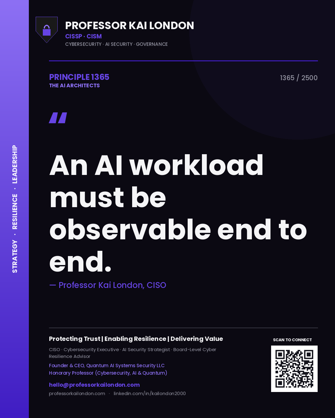 Professor Kai London principle 1365: An AI workload must be observable end to end.