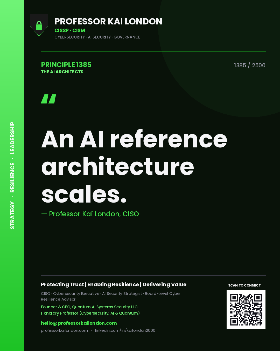 Professor Kai London principle 1385: An AI reference architecture scales.