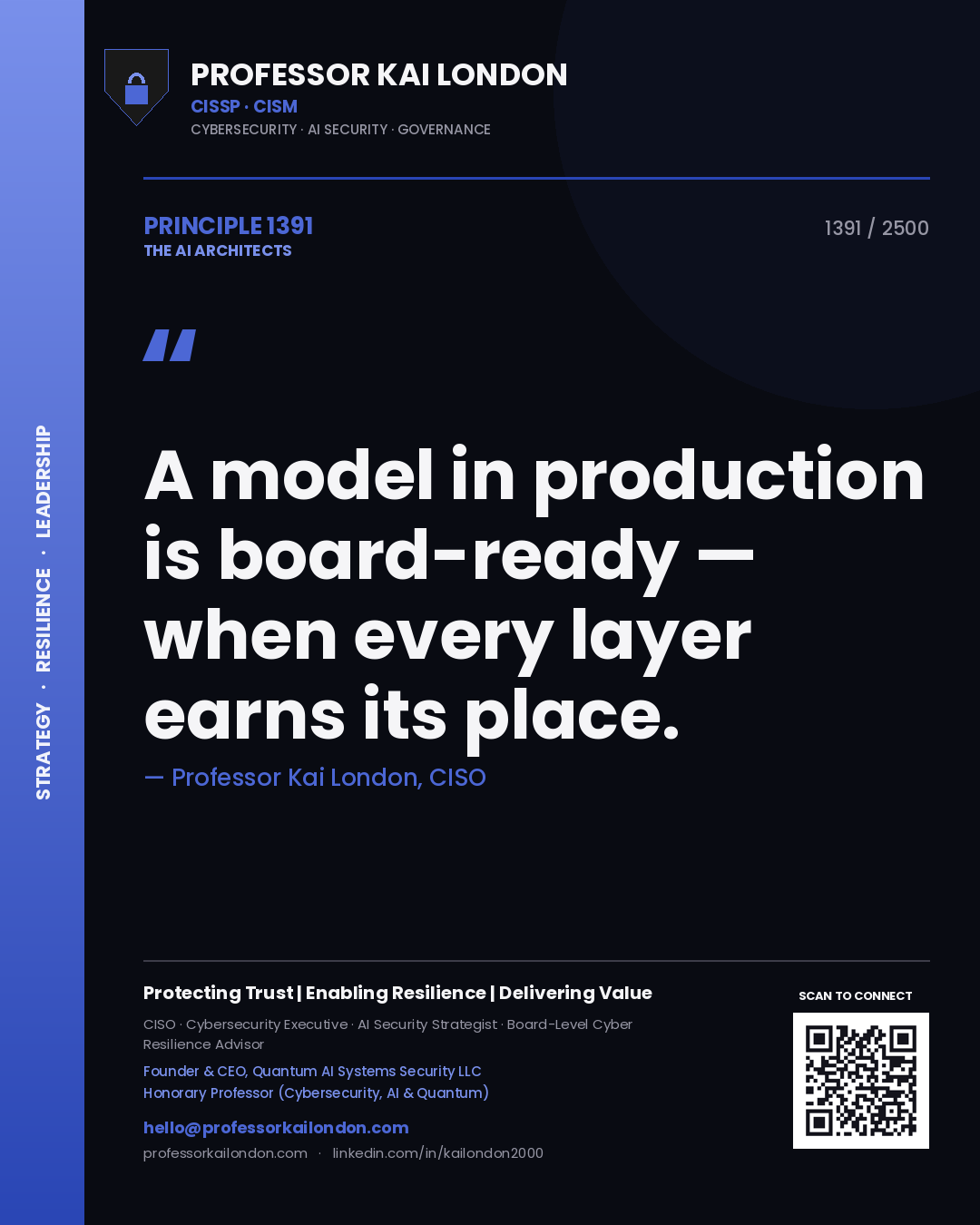 Professor Kai London principle 1391: A model in production is board-ready — when every layer earns its place.