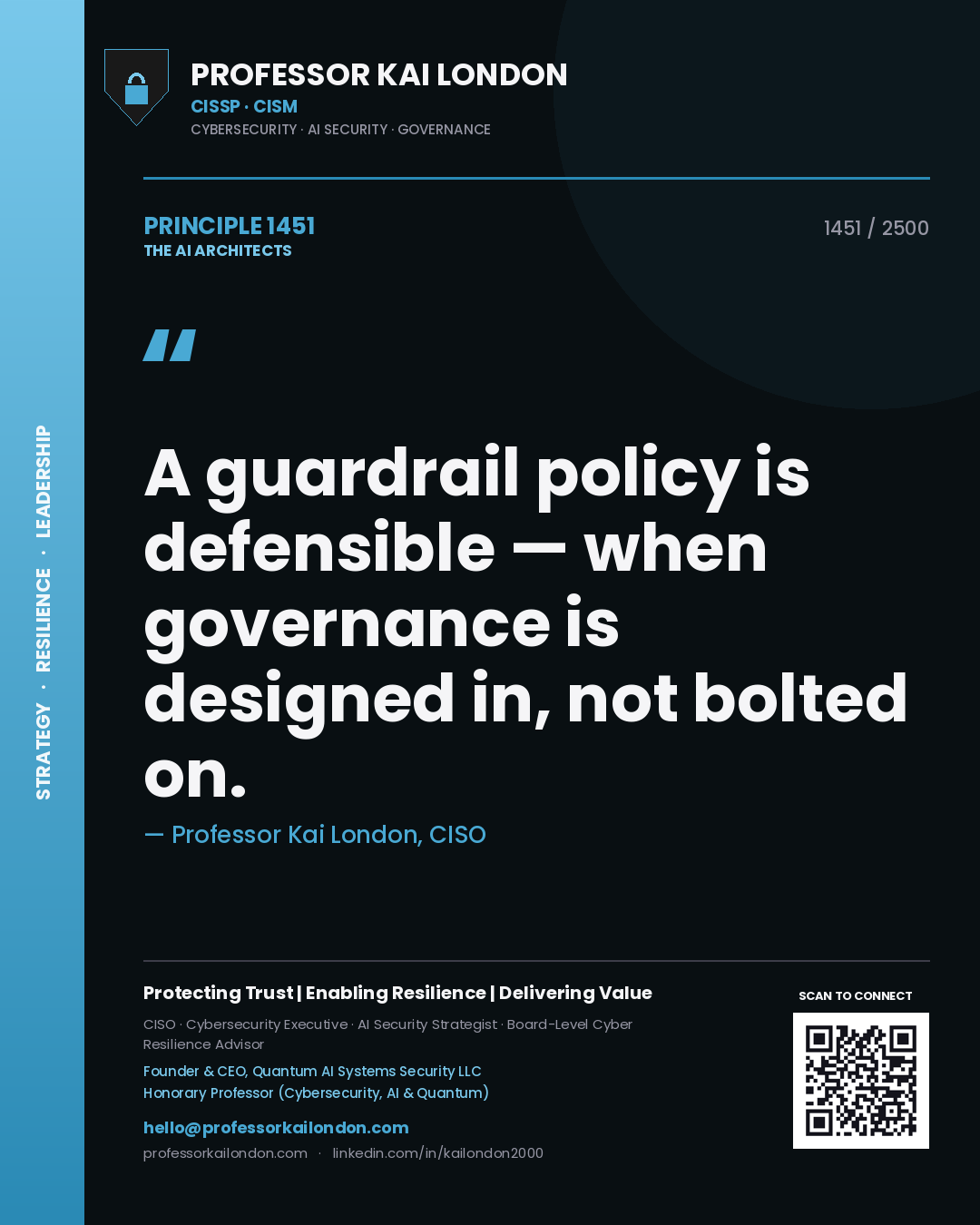 Professor Kai London principle 1451: A guardrail policy is defensible — when governance is designed in, not bolted on.