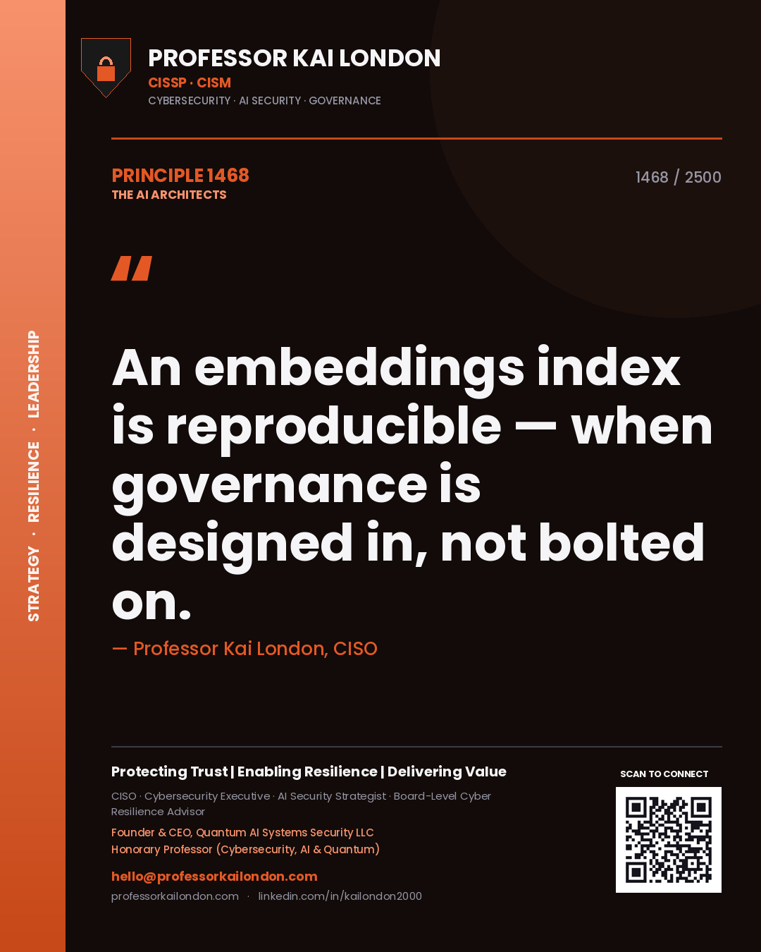 Professor Kai London principle 1468: An embeddings index is reproducible — when governance is designed in, not bolted on.