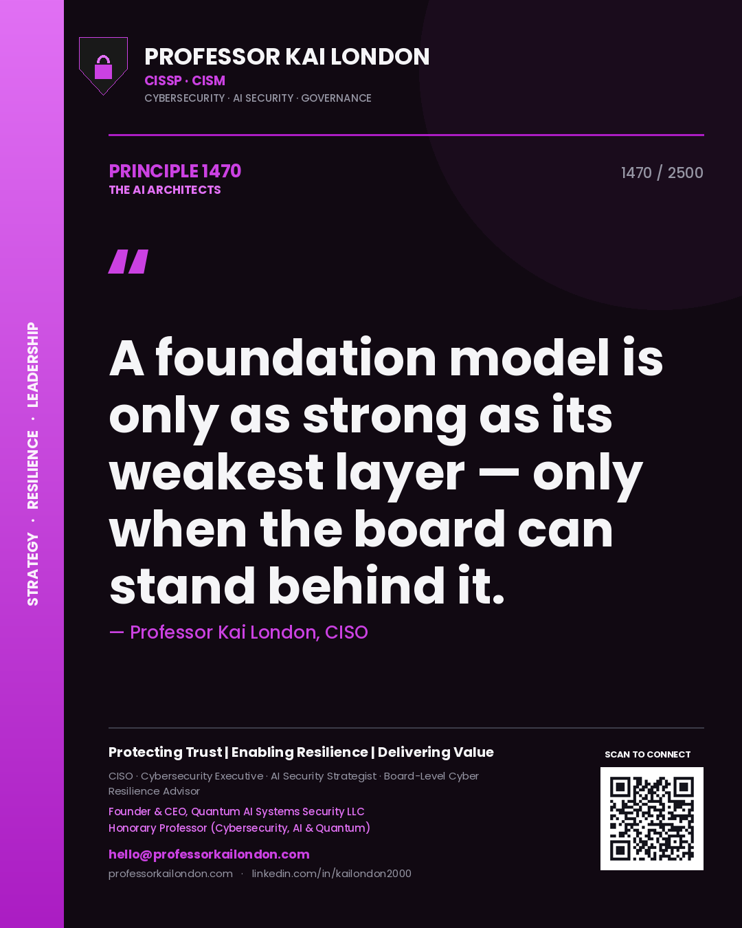 Professor Kai London principle 1470: A foundation model is only as strong as its weakest layer — only when the board can stand behind it.