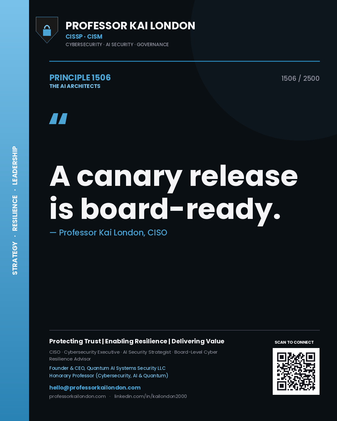 Professor Kai London principle 1506: A canary release is board-ready.
