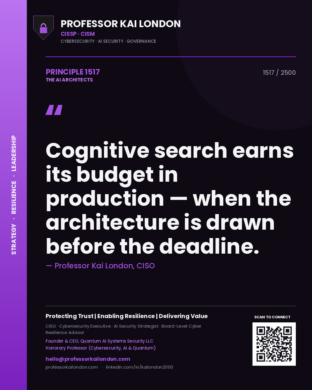 Professor Kai London principle 1517: Cognitive search earns its budget in production — when the architecture is drawn before the deadline.