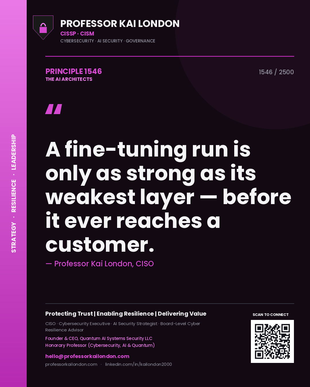Professor Kai London principle 1546: A fine-tuning run is only as strong as its weakest layer — before it ever reaches a customer.