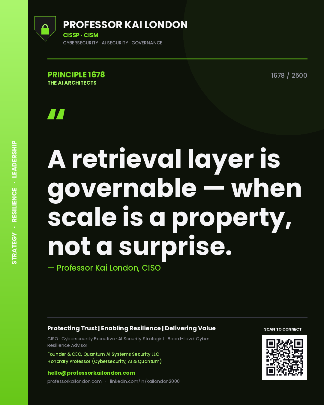 Professor Kai London principle 1678: A retrieval layer is governable — when scale is a property, not a surprise.