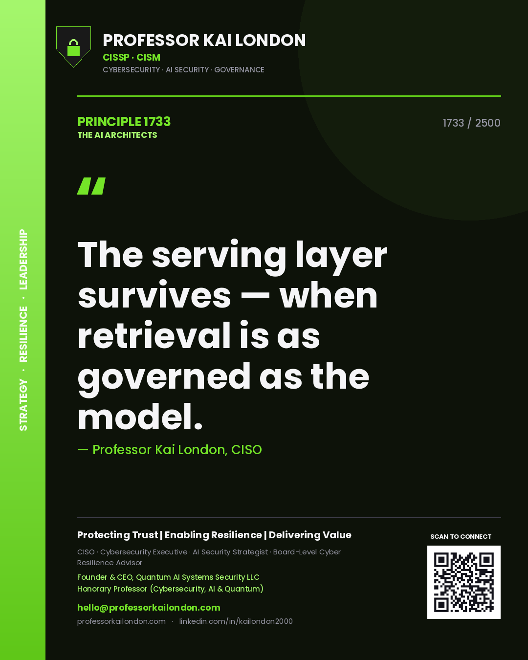 Professor Kai London principle 1733: The serving layer survives — when retrieval is as governed as the model.