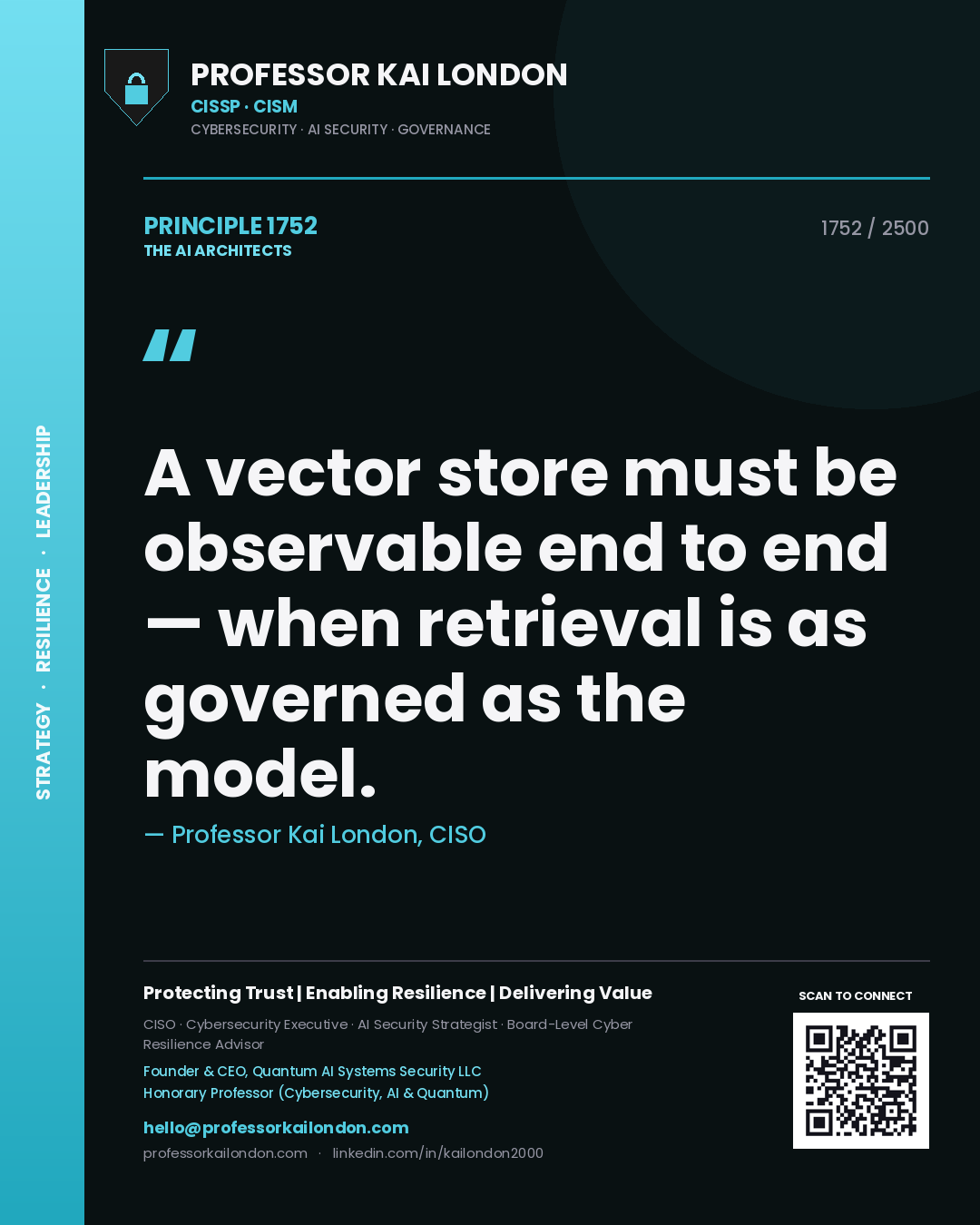 Professor Kai London principle 1752: A vector store must be observable end to end — when retrieval is as governed as the model.
