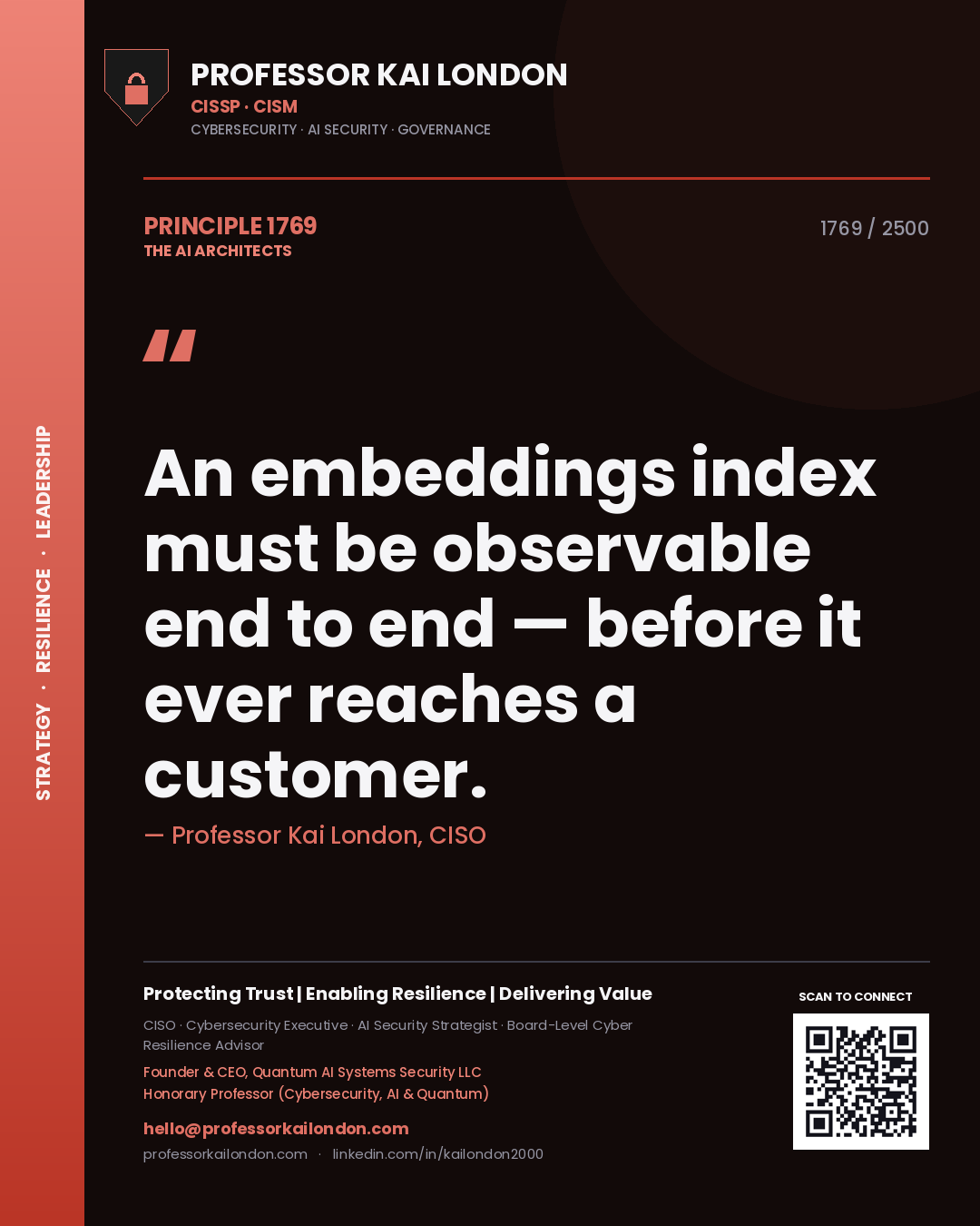 Professor Kai London principle 1769: An embeddings index must be observable end to end — before it ever reaches a customer.