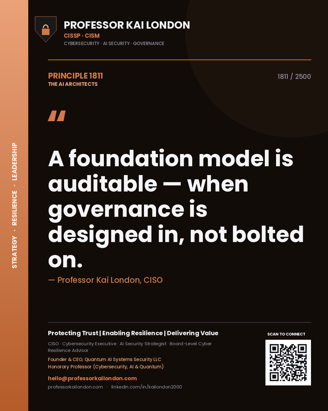 Professor Kai London principle 1811: A foundation model is auditable — when governance is designed in, not bolted on.