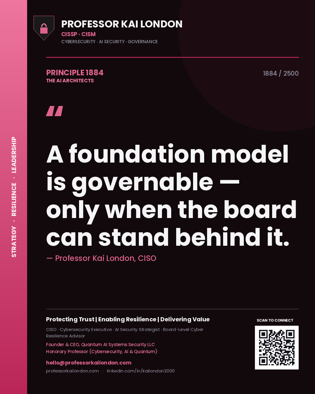 Professor Kai London principle 1884: A foundation model is governable — only when the board can stand behind it.