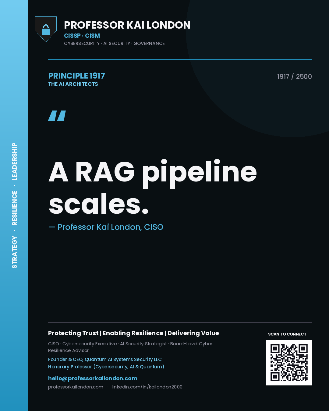 Professor Kai London principle 1917: A RAG pipeline scales.