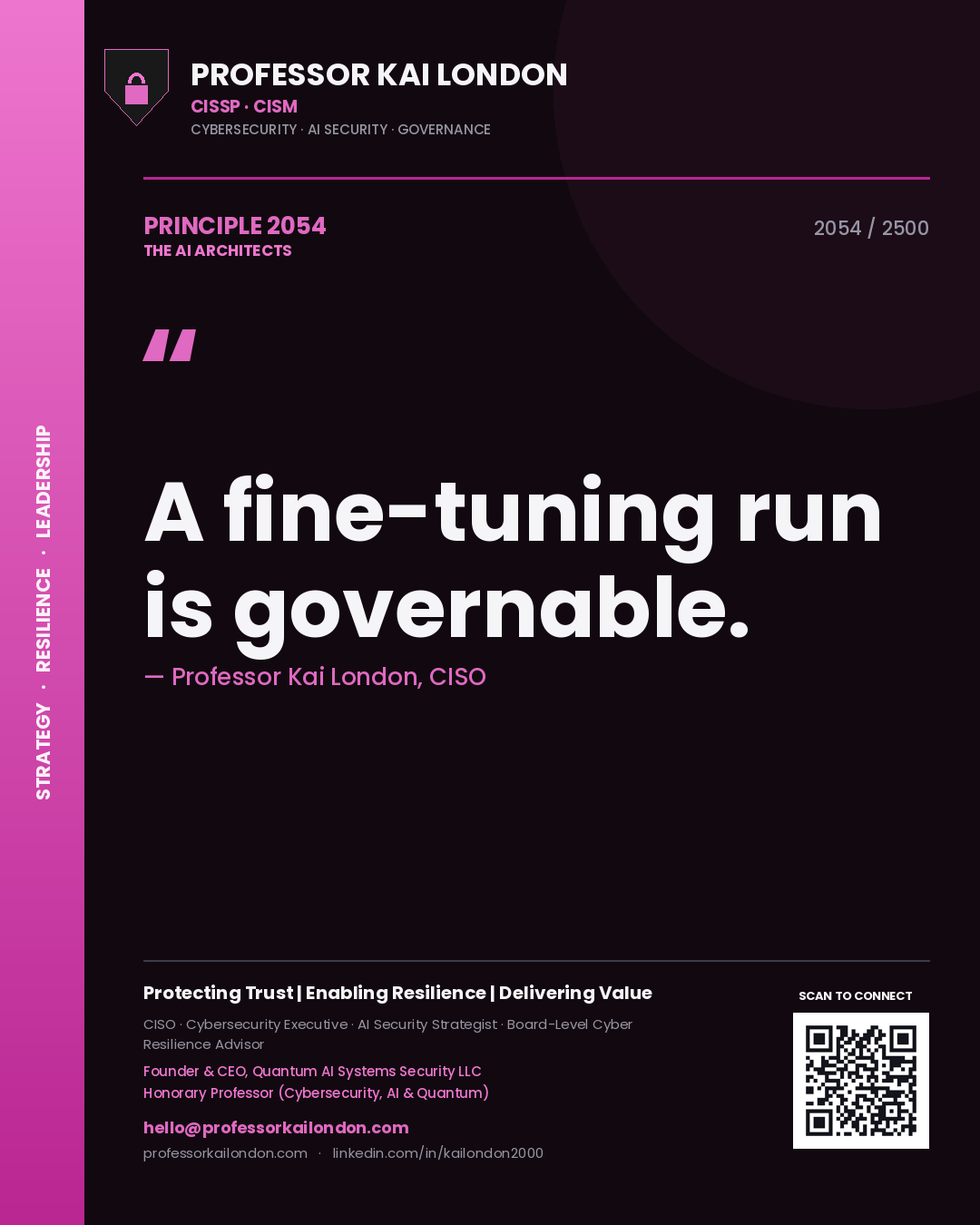 Professor Kai London principle 2054: A fine-tuning run is governable.