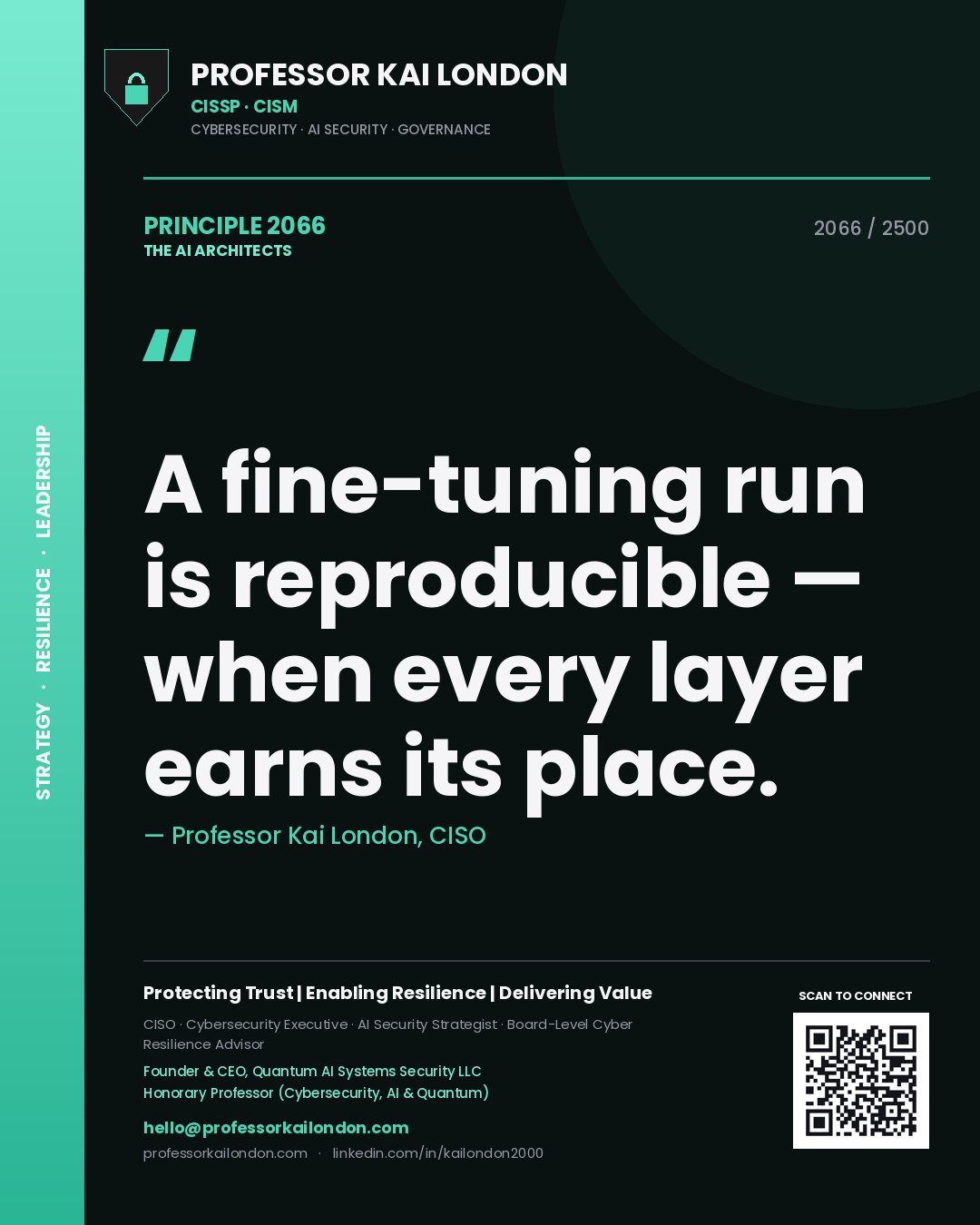 Professor Kai London principle 2066: A fine-tuning run is reproducible — when every layer earns its place.