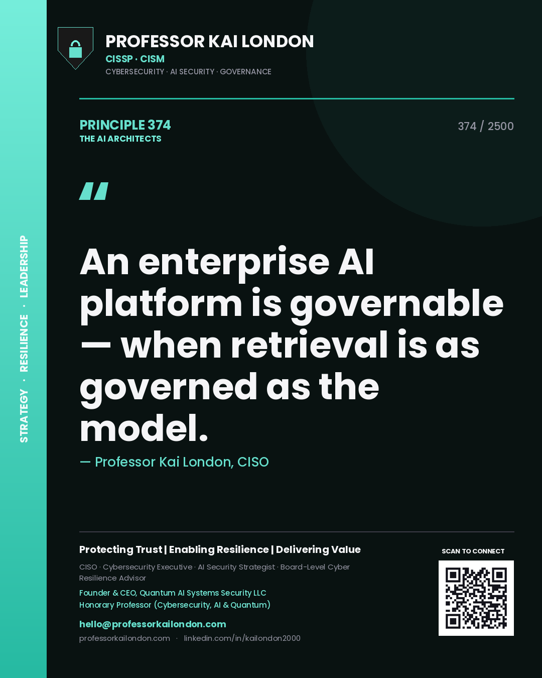 Professor Kai London principle 374: An enterprise AI platform is governable — when retrieval is as governed as the model.