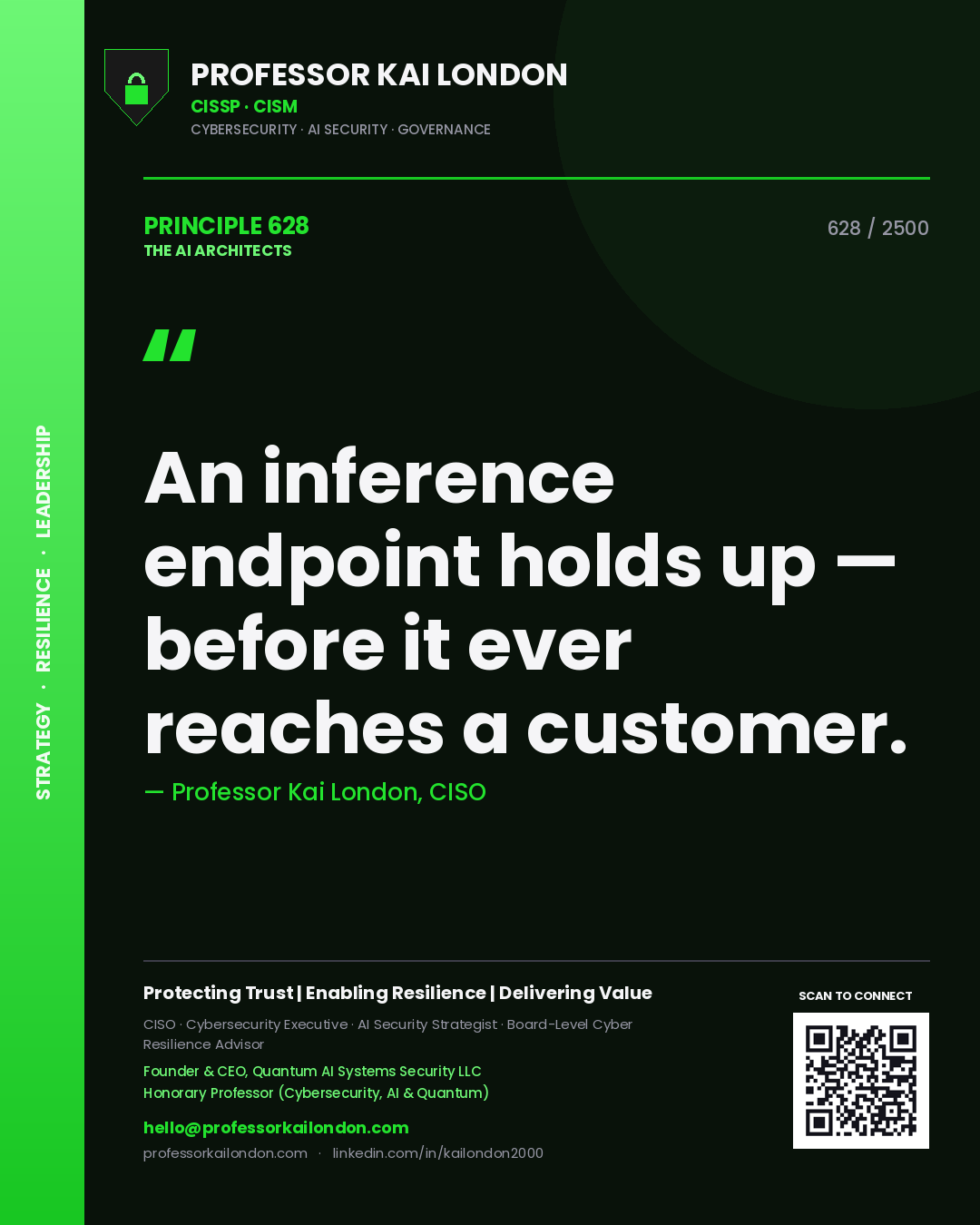 Professor Kai London principle 628: An inference endpoint holds up — before it ever reaches a customer.
