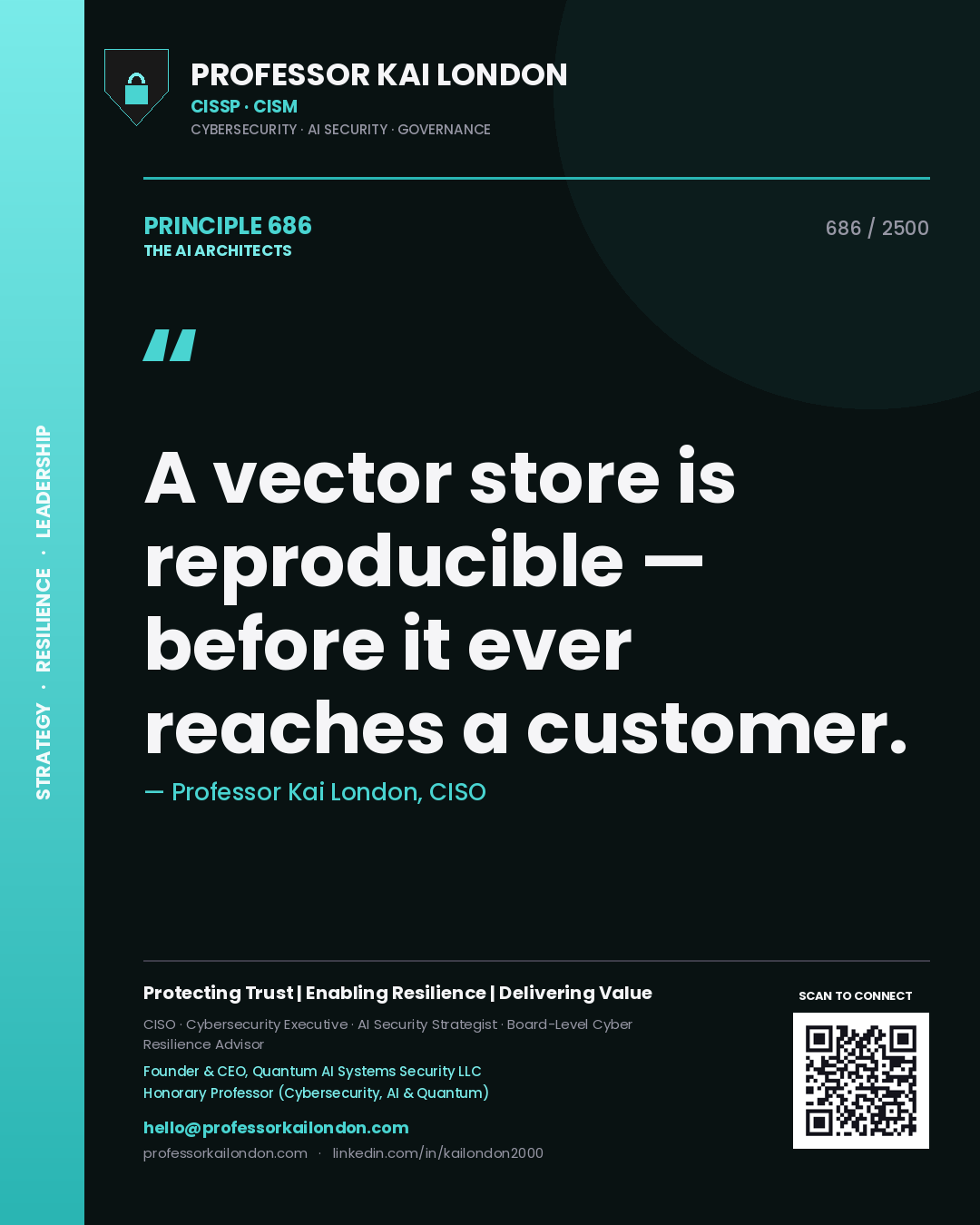 Professor Kai London principle 686: A vector store is reproducible — before it ever reaches a customer.