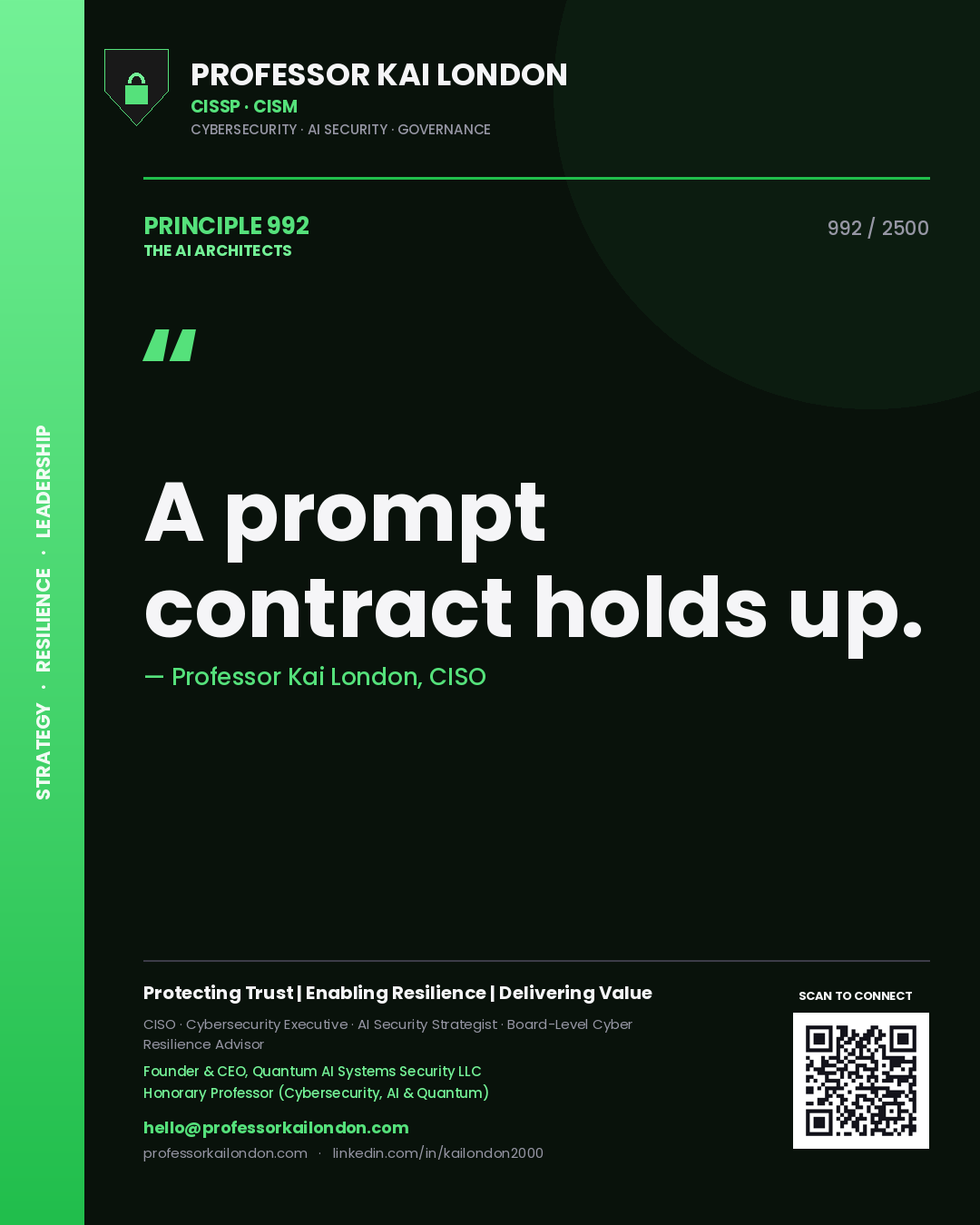 Professor Kai London principle 992: A prompt contract holds up.