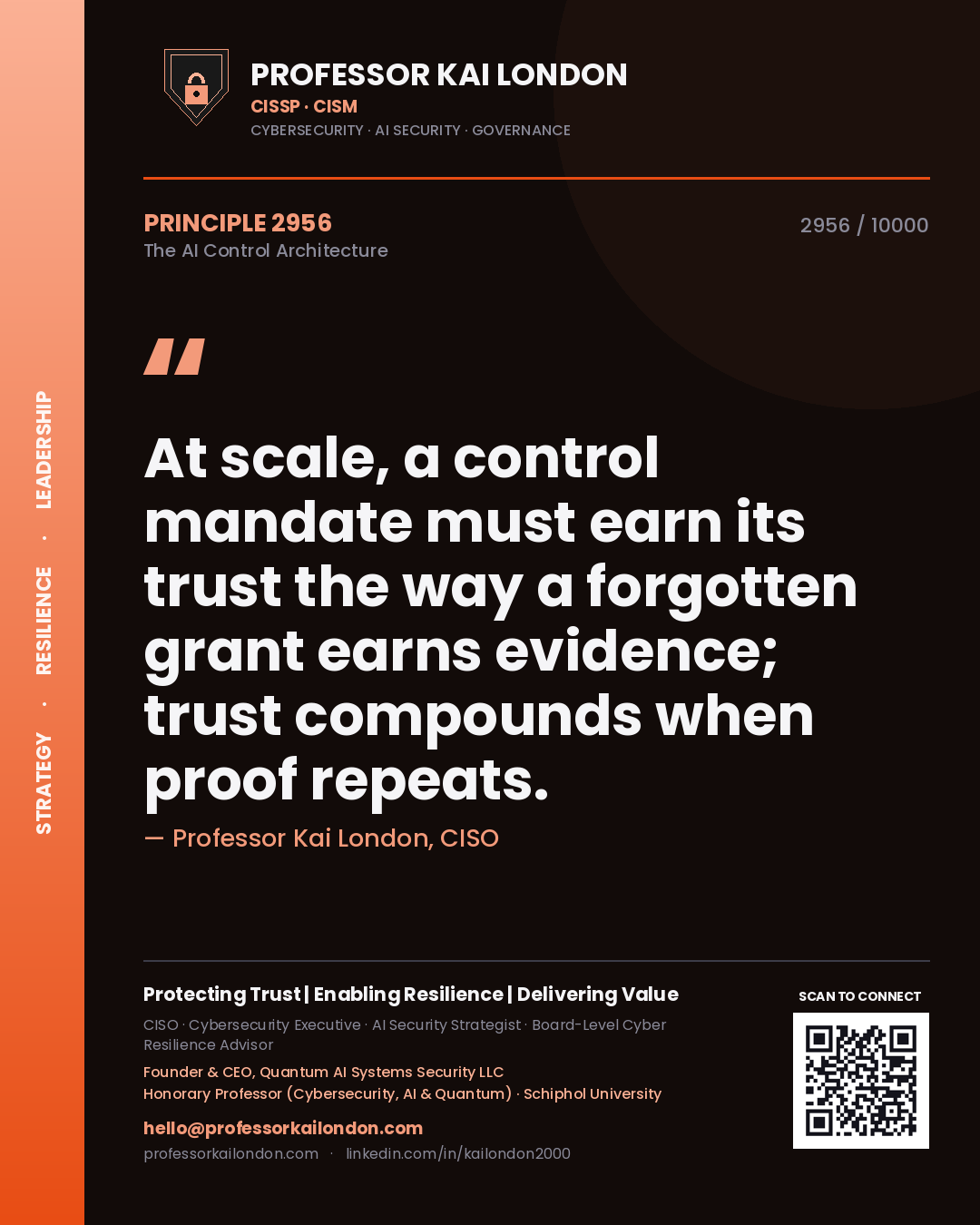 Professor Kai London principle 2956: At scale, a control mandate must earn its trust the way a forgotten grant earns evidence; trust compounds when proof repeats.