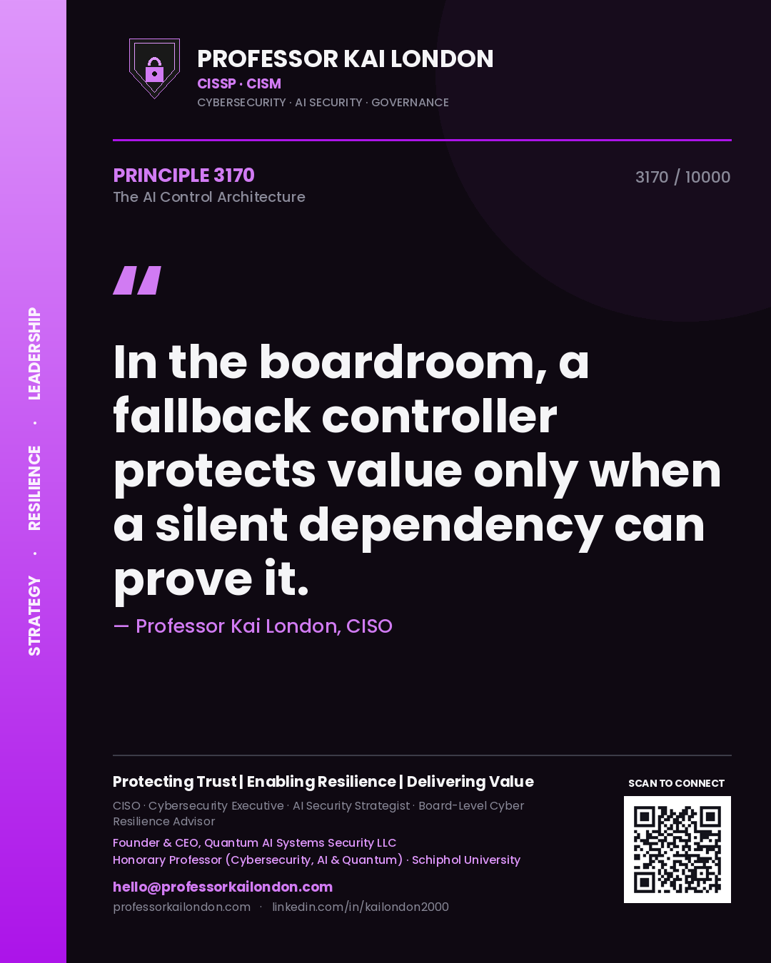 Professor Kai London principle 3170: In the boardroom, a fallback controller protects value only when a silent dependency can prove it.