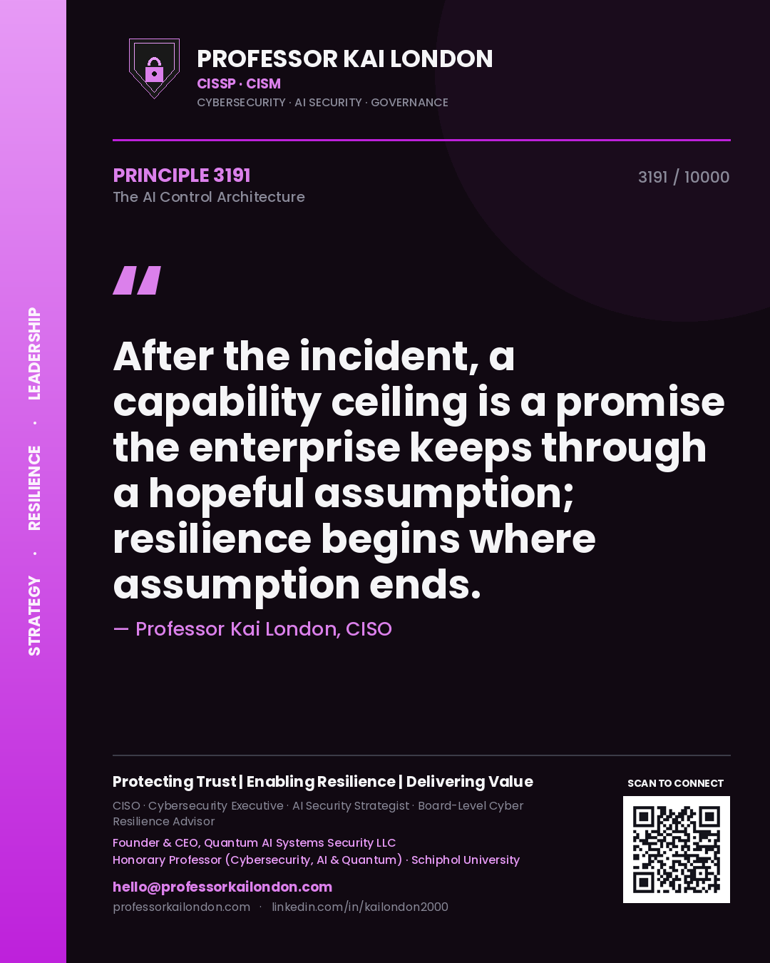 Professor Kai London principle 3191: After the incident, a capability ceiling is a promise the enterprise keeps through a hopeful assumption; resilience begins where assumption ends.