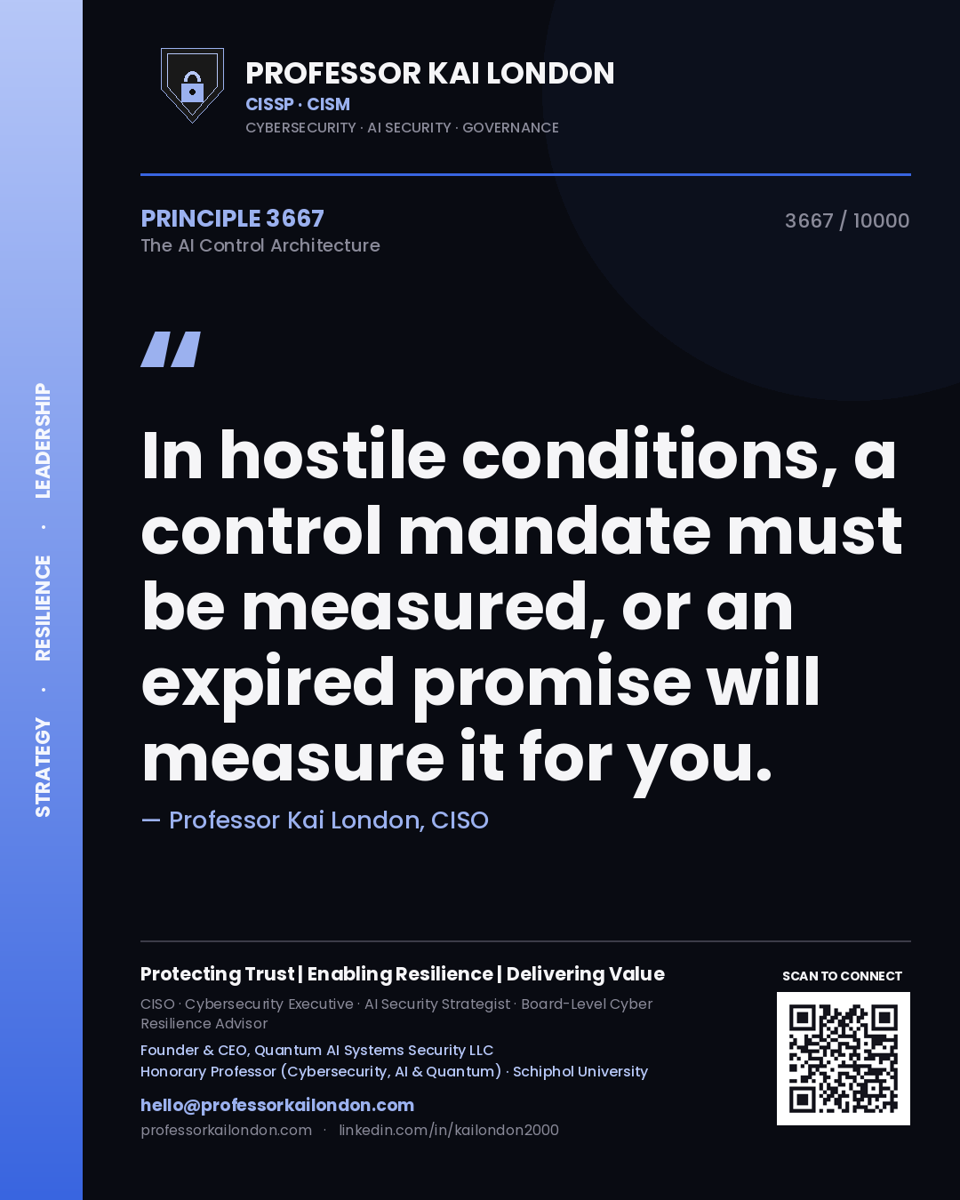Professor Kai London principle 3667: In hostile conditions, a control mandate must be measured, or an expired promise will measure it for you.
