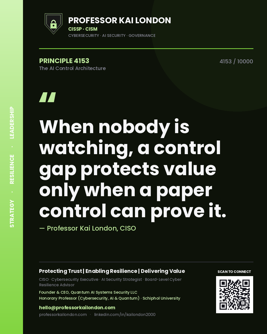 Professor Kai London principle 4153: When nobody is watching, a control gap protects value only when a paper control can prove it.
