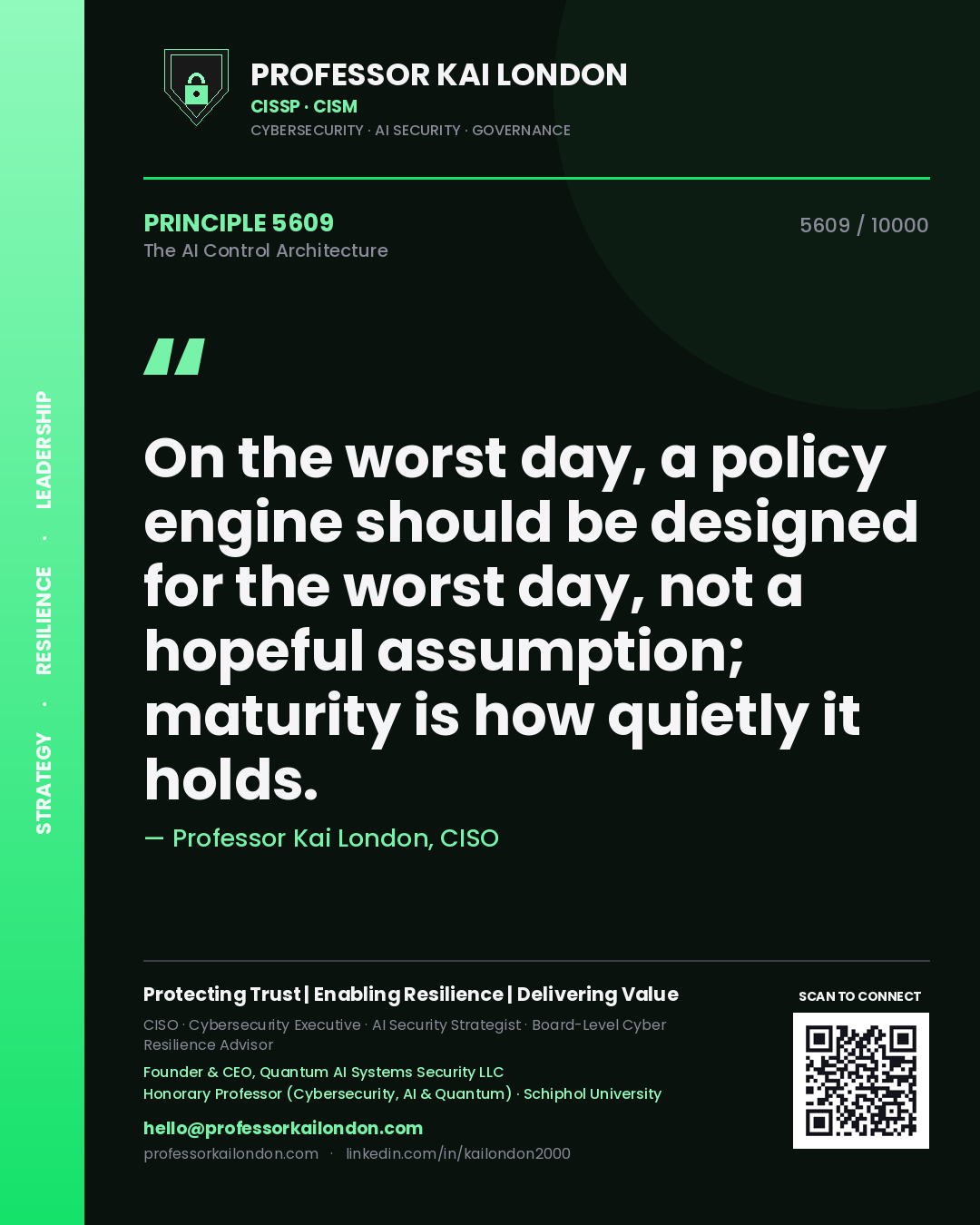 Professor Kai London principle 5609: On the worst day, a policy engine should be designed for the worst day, not a hopeful assumption; maturity is how quietly it holds.