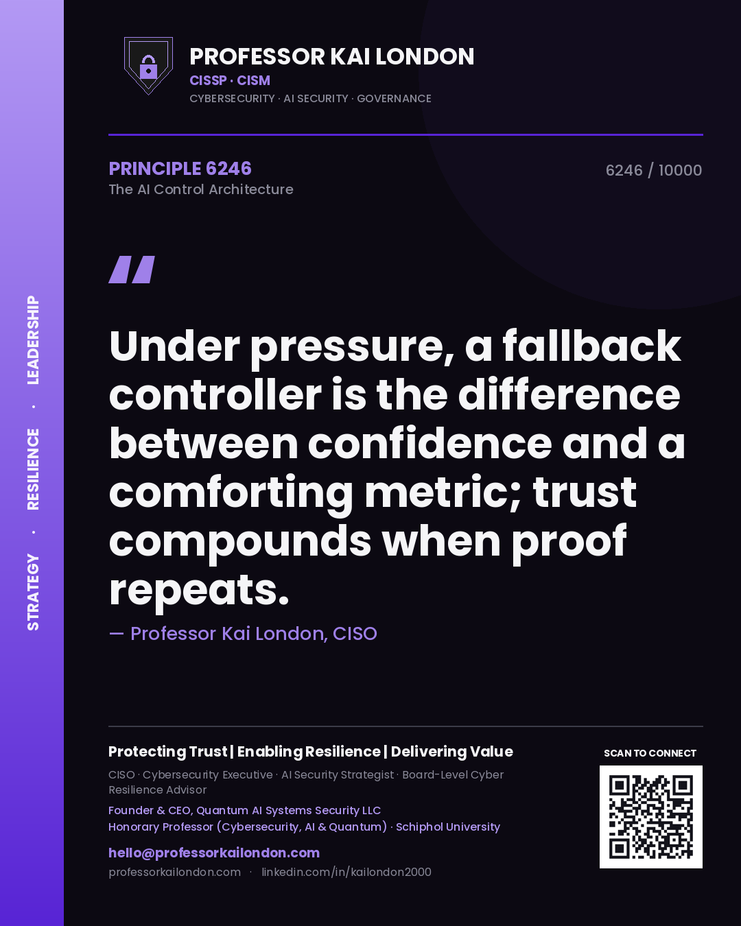 Professor Kai London principle 6246: Under pressure, a fallback controller is the difference between confidence and a comforting metric; trust compounds when proof repeats.
