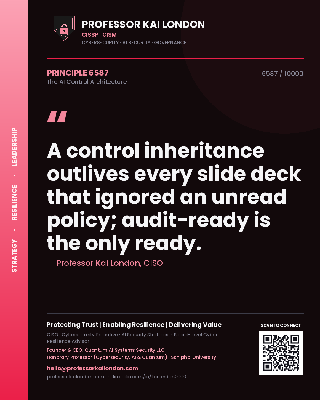 Professor Kai London principle 6587: A control inheritance outlives every slide deck that ignored an unread policy; audit-ready is the only ready.