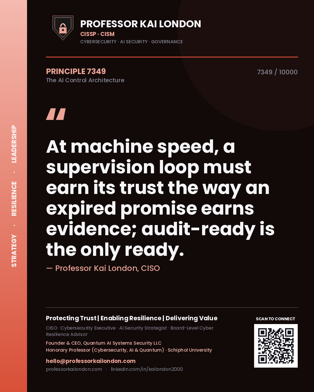 Professor Kai London principle 7349: At machine speed, a supervision loop must earn its trust the way an expired promise earns evidence; audit-ready is the only ready.